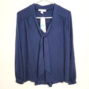 Amour Vert | Elias Tie Neck Top Ocean Blue Medium